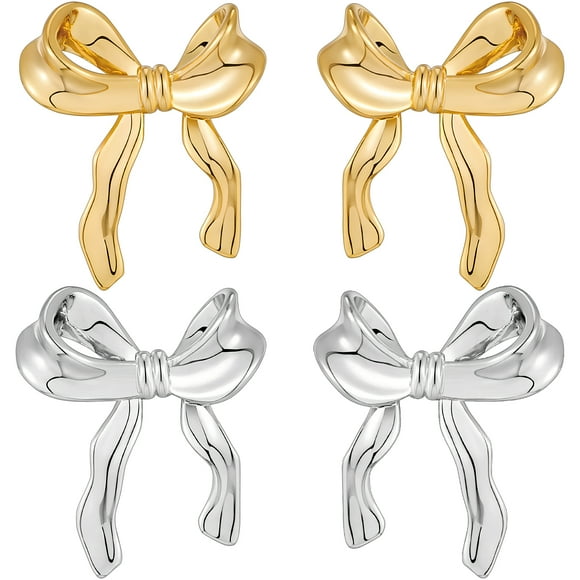 2 Pairs Bow Earrings Small Bow Earrings Women Ribbon Earrings Women Earrings Studs Girls Bow Jewelry
