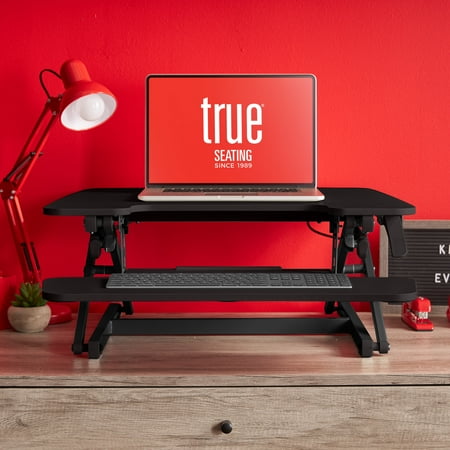 True Seating - Ergo Height Adjustable Standing Desk Converter, Small - Black
