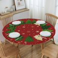 thumbnail image 2 of Christmas Tree Star Snowflake Round Tablecloth Farmhouse Table Cover with Elastic Edge Washable Fitted Table Cloth for Kitchen Patry Outdoor Decor Fits 45"-50", Medium, 2 of 4