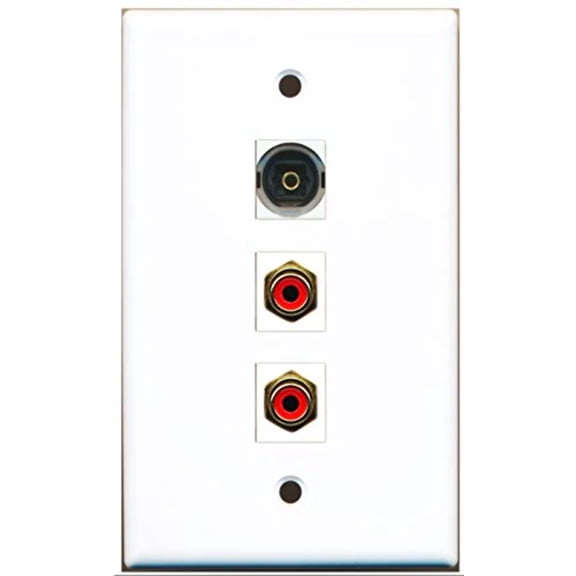 RiteAV - 2 Port RCA Red and 1 Port Toslink Wall Plate