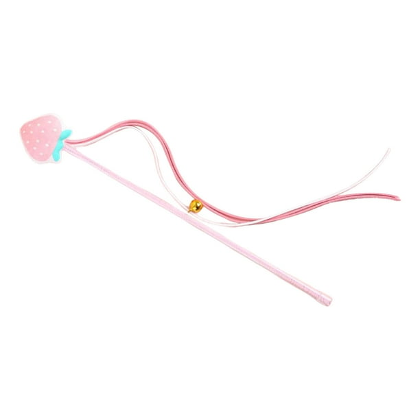 Juguete interactivo divertido para gatos con borlas de campana, para entrenamiento, persecución y ejercicio, para masticar. Fresa