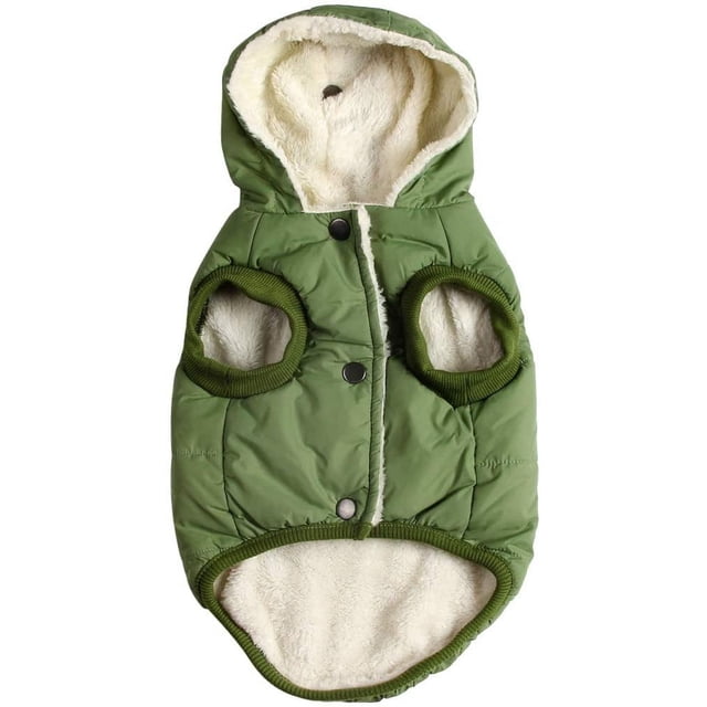 Sudadera con capucha para perro Vecomfy, forro polar, extra cálida, color verde invierno S