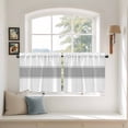 thumbnail image 3 of Gray Solid Color Texture Tier Curtains, Simple Grey Stripes Light Filtering Kitchen Curtains, 2Pcs Rod Pocket Half Window Treatments Panels for Sink Cafe Cabinet Camper 27.5x24 Inches, 3 of 9
