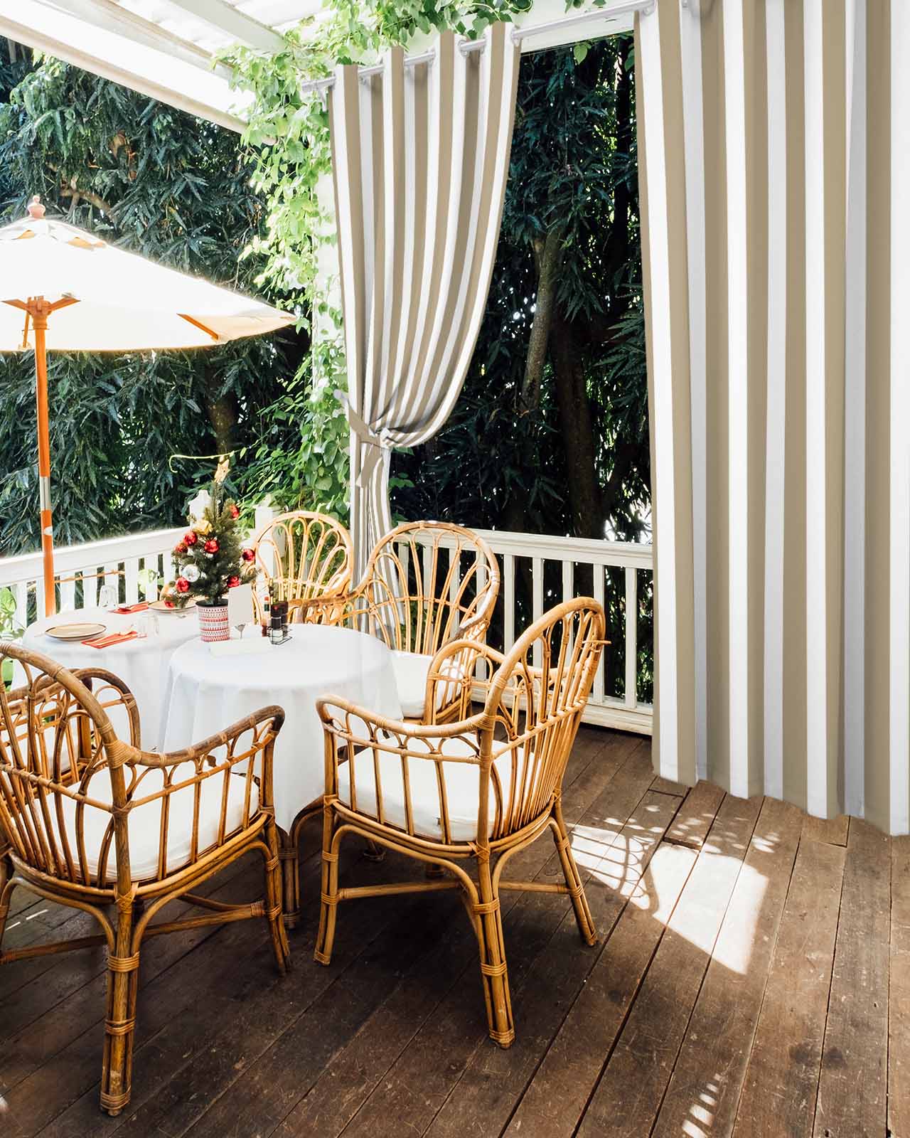 nqOlkjepod Outdoor Curtains for Patio Waterproof, Beige Striped Outdoor Privacy Panels Grommet, Modern Farmhouse Beige White Stripes Blackout Outside Curtains for Porch/Cabana 54"x95", 1 Panel