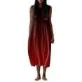 thumbnail image 5 of WTOBBY Women's Gradient Color Fashion Casual Round Neck Sleeveless Elegant Temperament Dress with Pleated Skirt for Special Occasions and Galas,WineM, 5 of 5