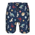 thumbnail image 3 of Honeii's Sea Creatures Print Men's Casual Shorts with Drawstring，Swim Trunks Quick Dry Beach Shorts, 3 of 5