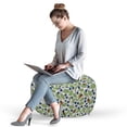 thumbnail image 2 of Ladybug Pouf Cover with Zipper, Little Bugs on Bilberry Leaf Branches Foliage Plants Gardening Theme, Soft Decorative Fabric Unstuffed Case, 30" W X 17.3" L, Vermilion Dark Blue, by Ambesonne, 2 of 5