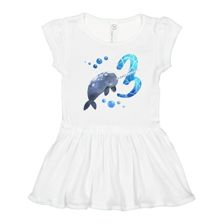

Inktastic Cute Narwhal 3rd Birthday Girls Toddler Dress