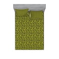 thumbnail image 2 of Ambesonne Leaves Fitted Sheet & Pillow Sham Set, Hawaiian Tropical Greenery, Twinxl, Yellow Green and Black, 2 of 3