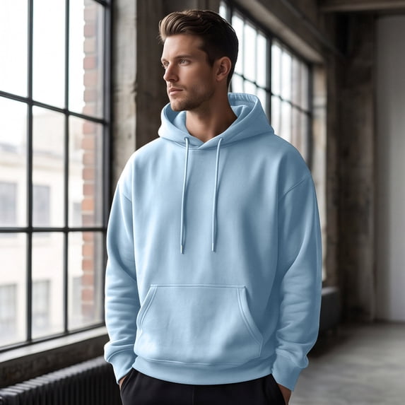 Lightweight Hoodie Men Fall Winter Fleece Drawstring Oversized Sweatshirts, S