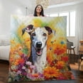 thumbnail image 2 of Welcome Spring Summer Whippet Portrait Flower Blue Sky Quilt Blanket Dog Lover Cozy Comforter Throw Blanket - 12001, 2 of 5