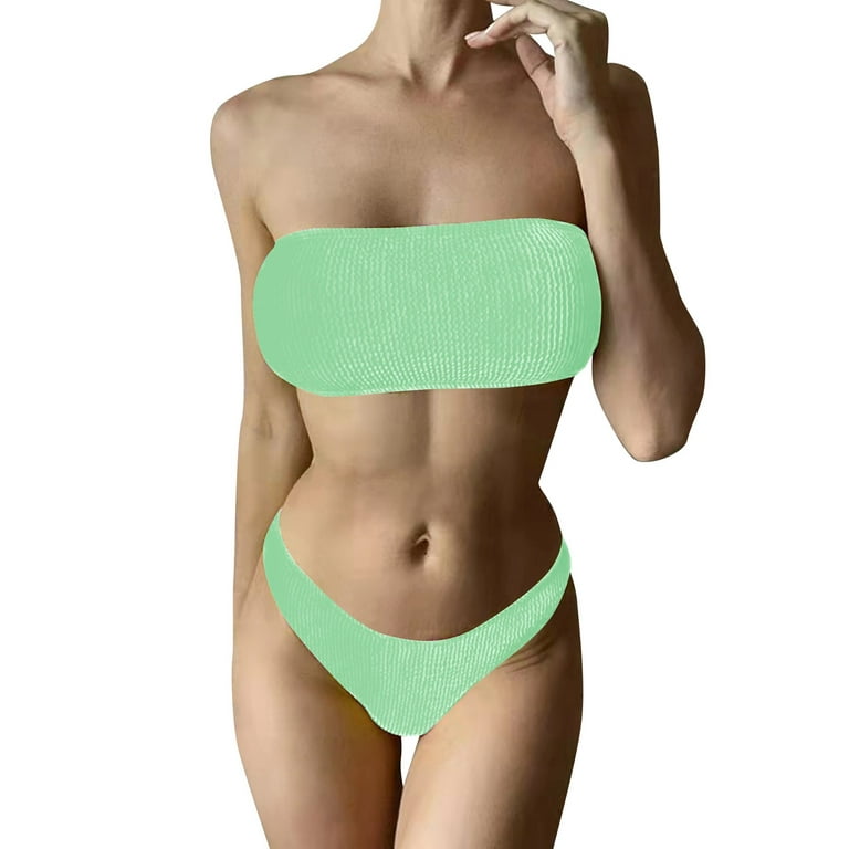LBECLEY High Bikini Women'Strap Wrap Pad High Waist Bikini Set
