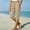 Khaki, variant on Womens Capri Pants with Drawstring Elastic Waist Side Slit Pockets Cotton Linen Blend Cropped Trousers for Summer Casual Daily Wear