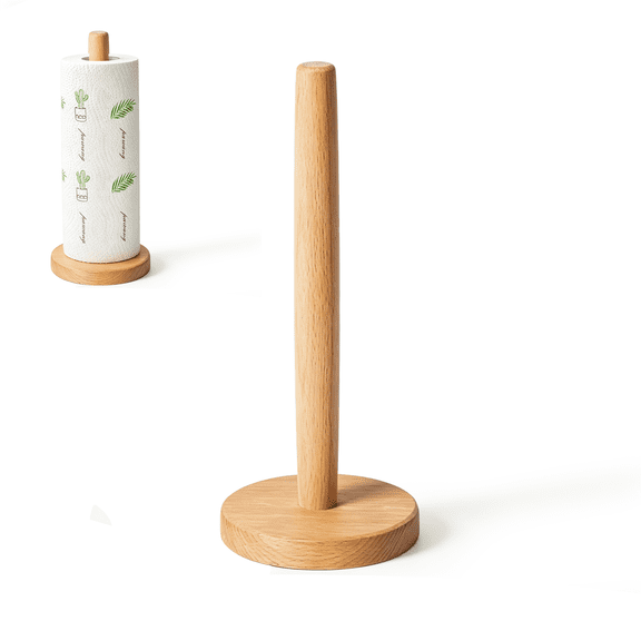 Paper Towel Holder Countertop, Wood Kitchen Paper Towel Stand with Anti Slip Base, Freestanding Paper Towel Holder for Kitchen Bathroom Dining Table
