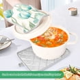 thumbnail image 4 of Two Pieces Of Square Heat Insulation Pad Oven Mitts 7x9.8 Inch Oven Microwave Kitchen Cooking Baking Green Tulip, 4 of 7