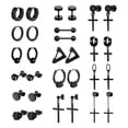 thumbnail image 1 of Juego de 15 pares de pendientes de acero inoxidable negro, pendientes modernos para hombres y mujeres, 1 of 5