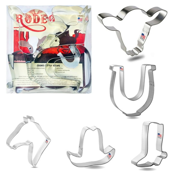 Rodeo Cookie Cutter Set 5 Pc - Foose Cookie Cutters - USA Tin Plated Steel