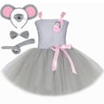 thumbnail image 3 of Disfraz de rata y ratón para niña, vestido de tutú gris con orejas, cola, pajarita y nariz, disfraces de animales de ratón para niña, vestido de fiesta de cumpleaños de Halloween, 3 of 5