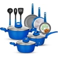 thumbnail image 1 of NutriChef 12 Pc Pots and Pans Set Nonstick, Professional Cookware Set w/Durable Coating, All Cooktops Compatible, Including Induction, Easy to Clean - Blue, 1 of 7
