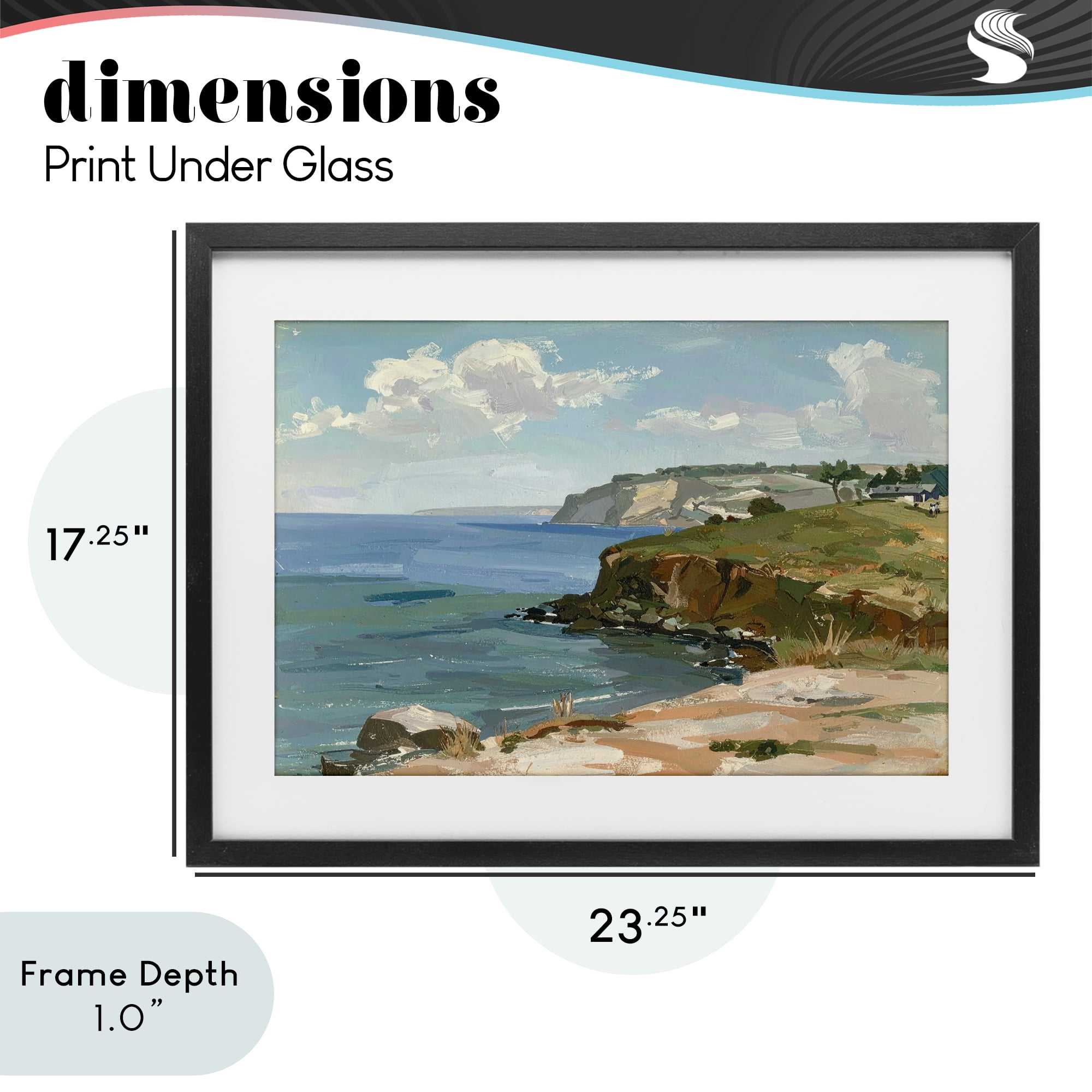 Stupell Industries Along The Shore Scenery Black Framed Print Under Glass, design by Alonza Saunders