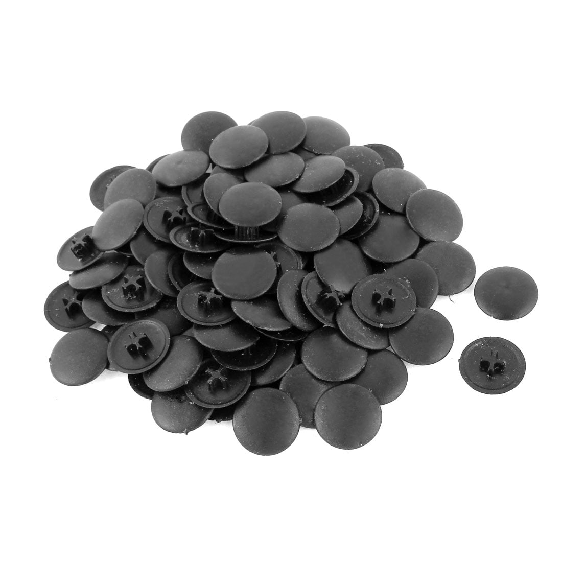 17mmx4mm Plastic Round Shape Phillips Screw Cap Cover Black 100pcs ...