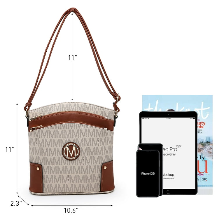 MKP Large Crossbody Bags for Women Monogram Triple Zip Pocket Cross Body Purses and Handbags, Women's, Size: One size, Beige
