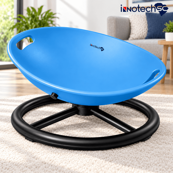 INNOTECH SC Balance Spinner Chair for Kids - Spinning Wobble Seat with Hand Grips, Active Play Toy for Toddlers, Autistic Children – Blue
