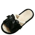 thumbnail image 2 of Taqqpue Memory Foam Open Toe Fuzzy Slippers for Women Slip On Cozy Indoor House Footwear for Her Versatile Indoor Slippers Bow Winter Trendy Fashionable Warm Flat Cotton Slippers, 2 of 6