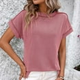 thumbnail image 2 of ZyeKqe Women's Tops Cap Sleeve T Shirts Casual Round Neck Shirts Side SplitSummer Top, 2 of 6