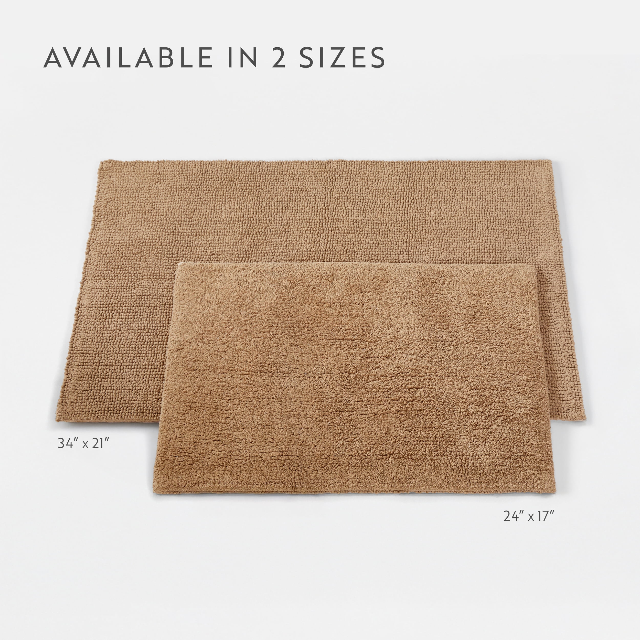 100% Cotton Reversible Solid Bath Mat by Comfort Canopy, Mocha, 24" x 17"