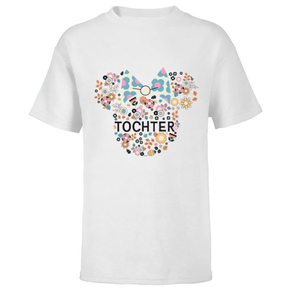 Disney Minnie Mouse Tochter Icon Flowers German Family Trip- Short Sleeve T-Shirt for Kids - Customized-White