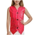 thumbnail image 2 of LOVZFMLL Vestes pour Filles Tenue de Performance pour Enfants T-shirt à Manches Courtes à Sequins Col Rond Élastique 8-9 Ans, 2 of 4