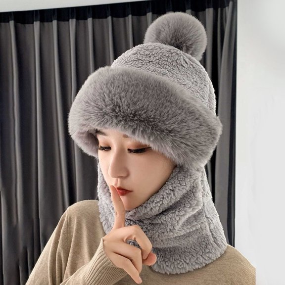 Naierhg Women Hat Durable Windproof Winter Scarf Hat Set Soft Comfortable Plush Warm Hat for Cold Weather Outdoor for Winter Dark Coffee