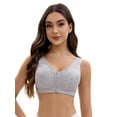 thumbnail image 5 of Unique Bargains Women's Lace Zip Front Closure Wirefree Wide Straps Bras D 42 Grey, 5 of 6