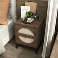thumbnail image 3 of Topcobe 1 Pieces Modern 2 Drawer Nightstand for Home Office Small Spaces, Home Decor Minimalist Lamp Table for Bedroom Living Room, Easy Assembly Bedside Table Set for Sofa Couch, Brown, 3 of 15