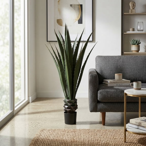 Pure Garden 52-Inch Agave Artificial Tree with 7-Inch Pot for Home Decor