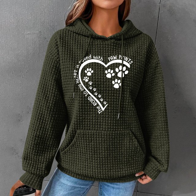 DPTALR Women Print Round-Neck Long Sleeve Loosen Single Sweatshirt Tops Pullover Blouse