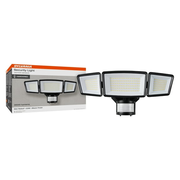 SYLVANIA 23W Security LED Light with Motion Sensor, Hardwired, 3500 Lms, Wet Rated, 5000K, Daylight - 1 PK