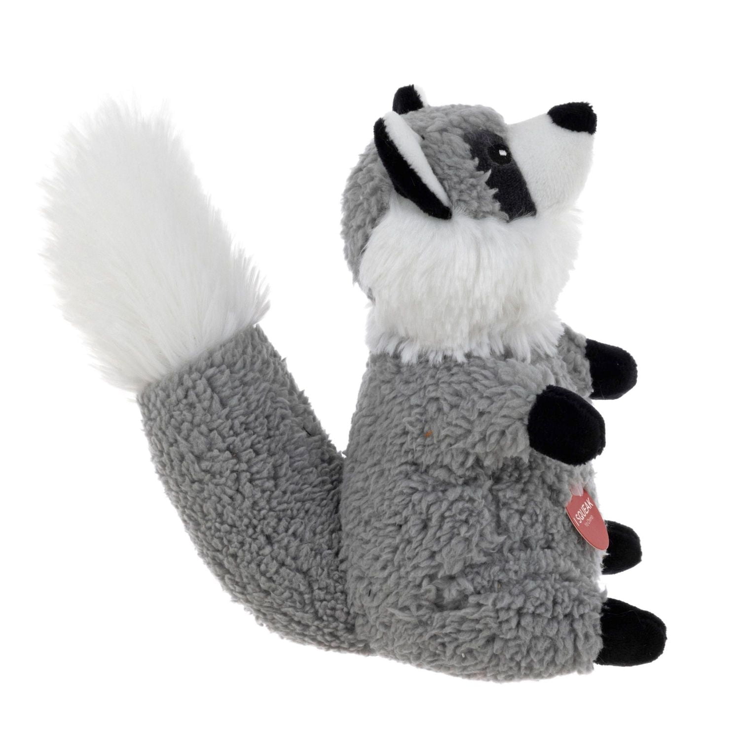 Only The Best For My Dog ®​ , 6.5 Inch Squeaky Plush Dog Toy, Grey Racoon
