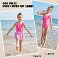 thumbnail image 4 of Girls Swimsuit One Piece Swimwear with Detachable Skirt Elegant Ruffled Swimwear Removable Pads with Adjustable Straps Kids Bathing Suit Size 4Y, 4 of 9