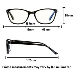 (2 pack) Equate Women's Kaia Bluelight Cateye Reading Glasses with Case, Black Speckled, +1.25