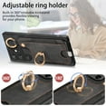 thumbnail image 6 of Wallet Case Compatible with Samsung Galaxy S22 Ultra with Card Holder, 360° Rotation Finger Ring Stand PU Leather Cover Drop Protection with Magnetic Snap Case Cover for Galaxy S22 Ultra - Black, 6 of 8