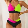thumbnail image 3 of Jamicy Bikini Sets for Women Fashion&nbsp;Swimsuit Bikini Set 2 Piece Bathing Suits Color Block Criss Cross Swimwear Quick Dry Swimsuits, 3 of 6
