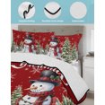 thumbnail image 3 of Twin XL Quilt Bedding Set, Christmas Snowman Reversible Summer Quilt 3 Pieces, Winter Snowflakes Farmhouse Xmas Tree Red Lightweight Bedspreads Coverlets with 2 Pillow Shams for All Seasons, 3 of 5