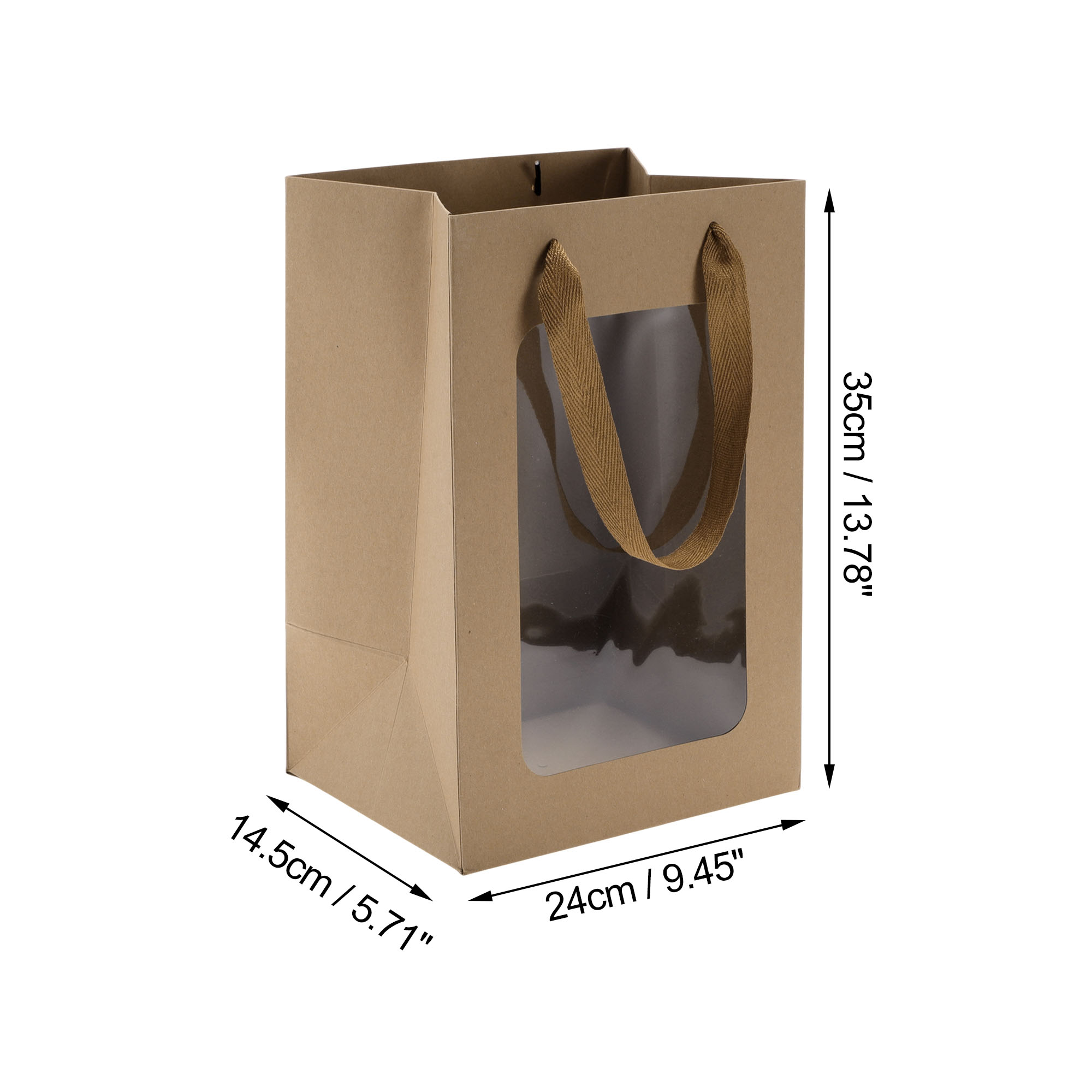 Unique Bargains Handheld Gift Bags for Various Occasions 1 Pc Brown Large