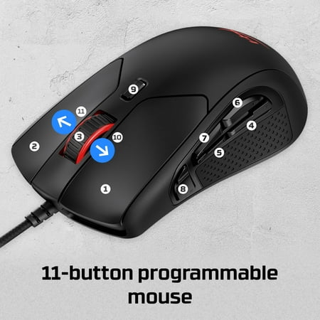 HyperX - Pulsefire Raid Wired Optical Gaming Right-handed Mouse with RGB Lighting - Black