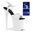 thumbnail image 2 of 8" Heel, 4" PF  Ankle Strap Sandal W/Neon UV Reactive Bottom - Wht Satin/Neon Wht, 10, 2 of 4