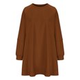 thumbnail image 4 of qolati Women's Casual Sweatshirt Dress 2023 Trendy Puffy Long Sleeve Pullover Tops Mini Skirts Lightweight Loose Crewneck Pleated A Line T Shirts Dresses, 4 of 7
