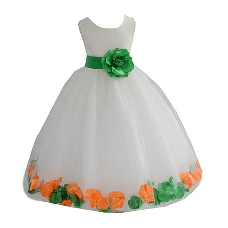 

Ekidsbridal Ivory Tulle Multi-Colored Mixed Rose Petals Flower Girl Dress Wedding Pageant Birthday Party Baptism Junior Bridesmaid Communion 302T 16