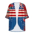 thumbnail image 6 of UVEASISHA Womens Holiday Cardigans Floral and USA Flag Graphic 3/4 Sleeve Summer Kimonos 4th of July Patriotic Open Front Cardigan Chiffon Beach Cover Ups Multicolor S, 6 of 6